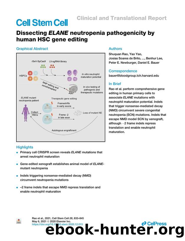 Dissecting ELANE neutropenia pathogenicity by human HSC gene editing by unknow