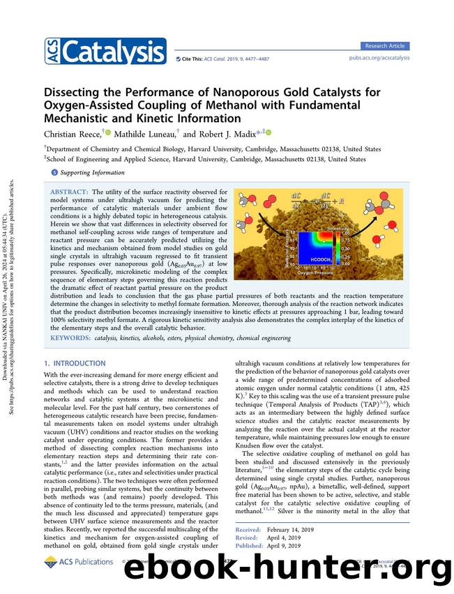 Dissecting the Performance of Nanoporous Gold Catalysts for Oxygen-Assisted Coupling of Methanol with Fundamental Mechanistic and Kinetic Information by Christian Reece Mathilde Luneau & Robert J. Madix
