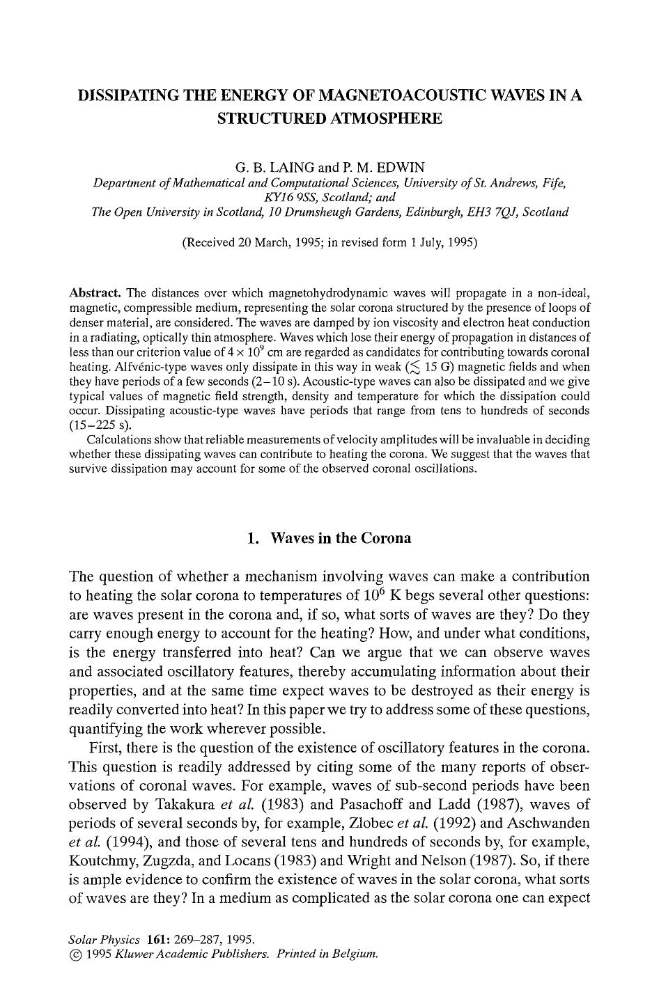 Dissipating the energy of magnetoacoustic waves in a structured atmosphere by Unknown