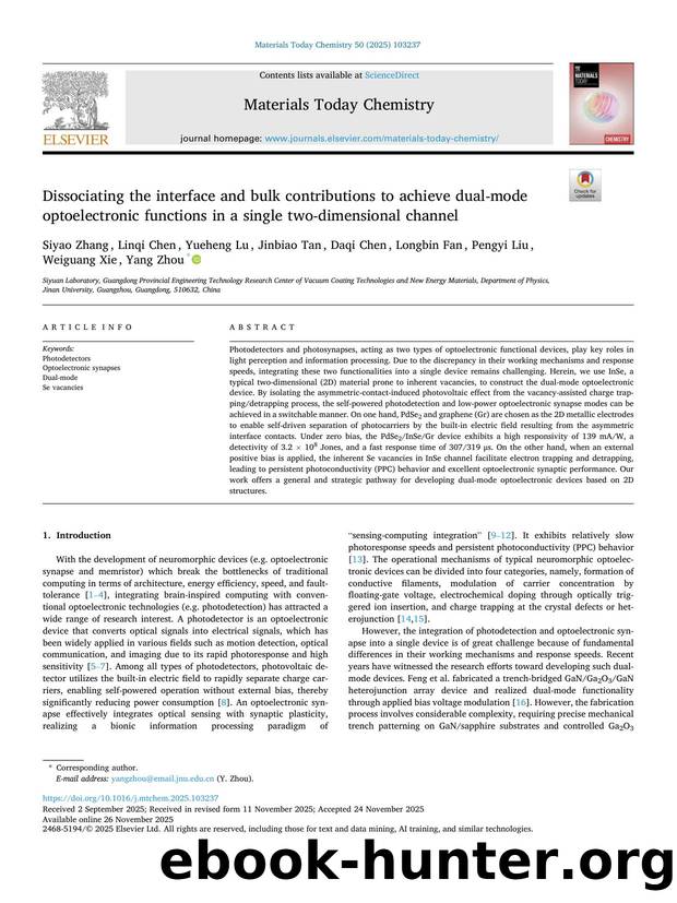 Dissociating the interface and bulk contributions to achieve dual-mode optoelectronic functions in a single two-dimensional channel by unknow