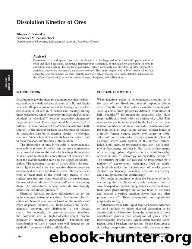 Dissolution Kinetics of Ores by Tiberius C. Vaimakis & Emmanuel M. Papamichael
