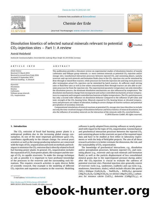 Dissolution kinetics of selected natural minerals relevant to potential CO2-injection sites â Part 1: A review by Astrid Holzheid