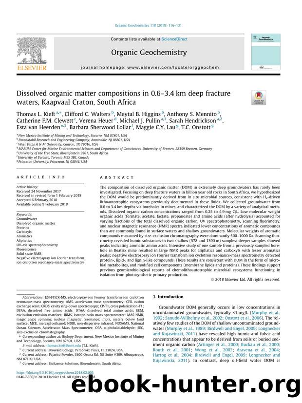 Dissolved organic matter compositions in 0.6Ã¢â¬â3.4Ã¢â¬Â¯km deep fracture waters, Kaapvaal Craton, South Africa by unknow