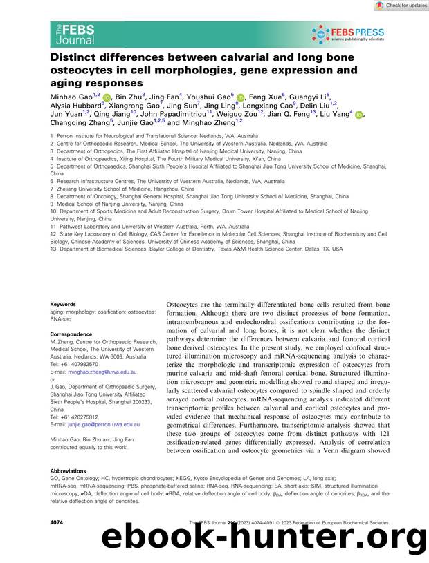 Distinct differences between calvarial and long bone osteocytes in cell morphologies, gene expression and aging responses by Unknown