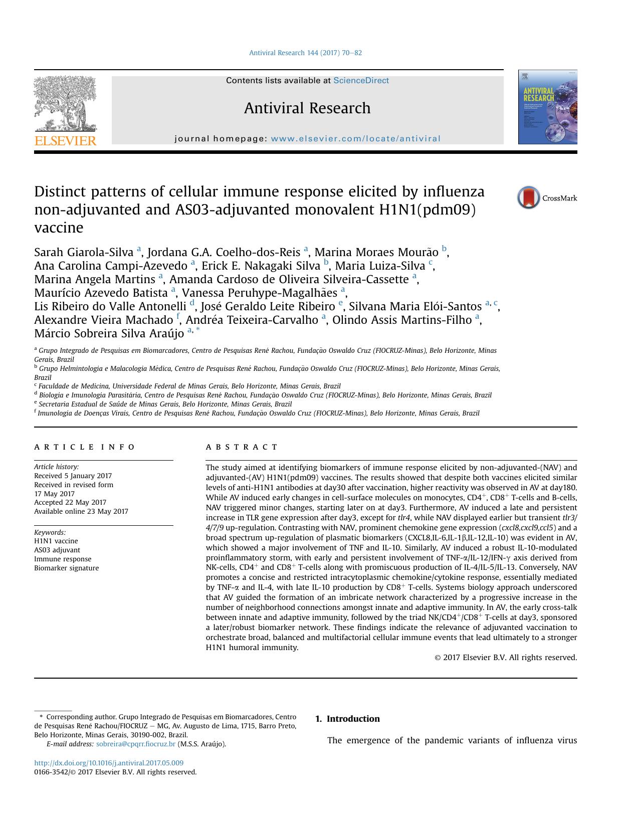 Distinct patterns of cellular immune response elicited by influenza non-adjuvanted and AS03-adjuvanted monovalent H1N1(pdm09) vaccine by unknow