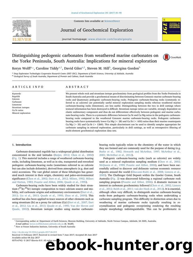 Distinguishing pedogenic carbonates from weathered marine carbonates on the Yorke Peninsula, South Australia_ Implications for mineral exploration by Keryn Wolff