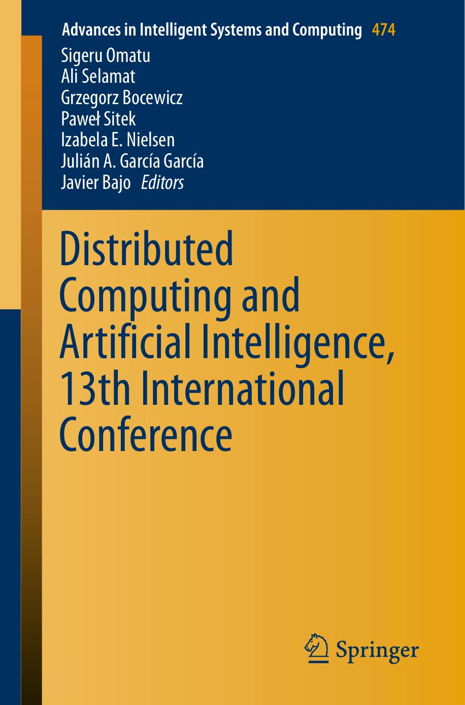 Distributed Computing and Artificial Intelligence, 13th International Conference by unknow
