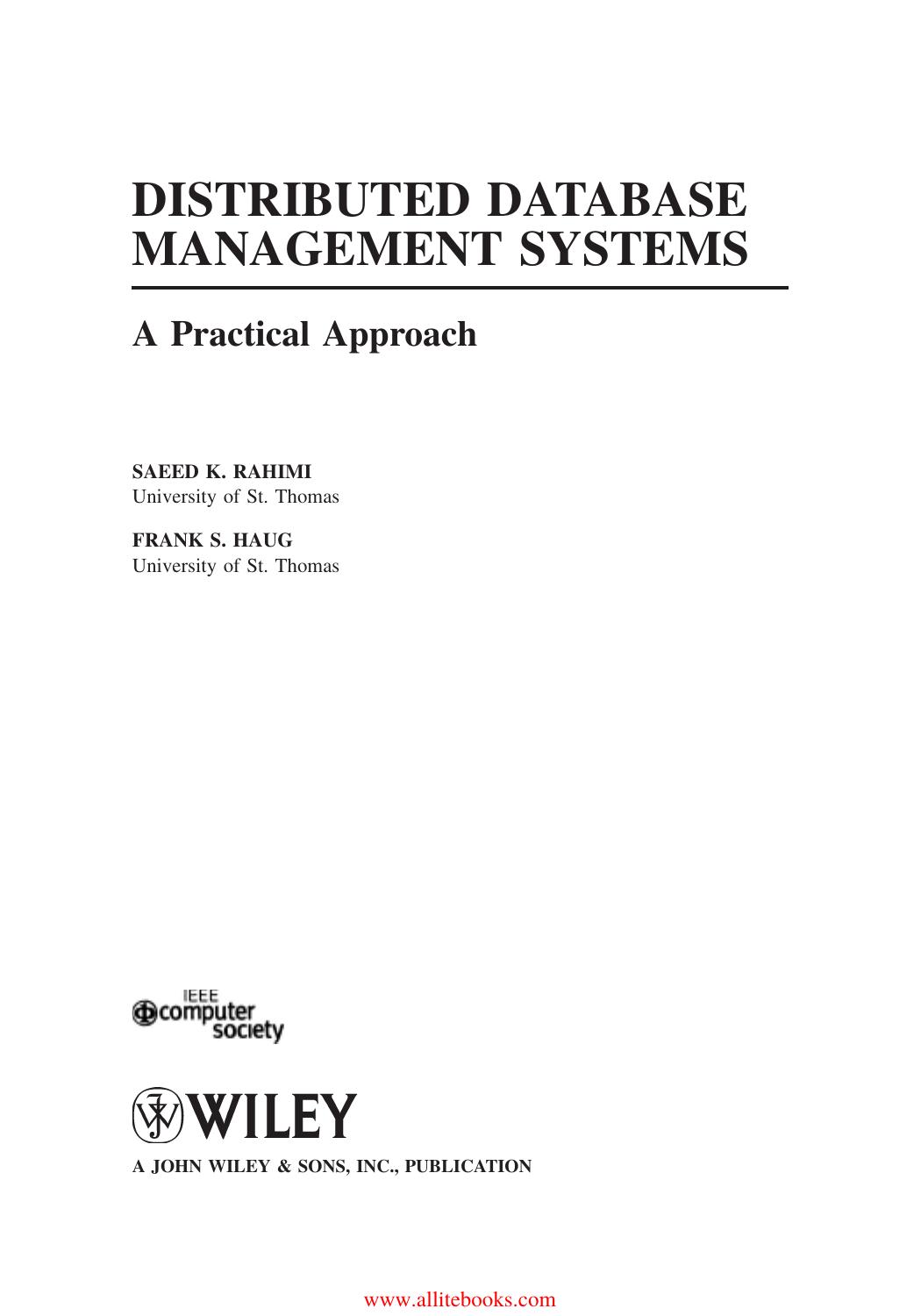 Distributed Database Management Systems- A Practical Approach by Unknown