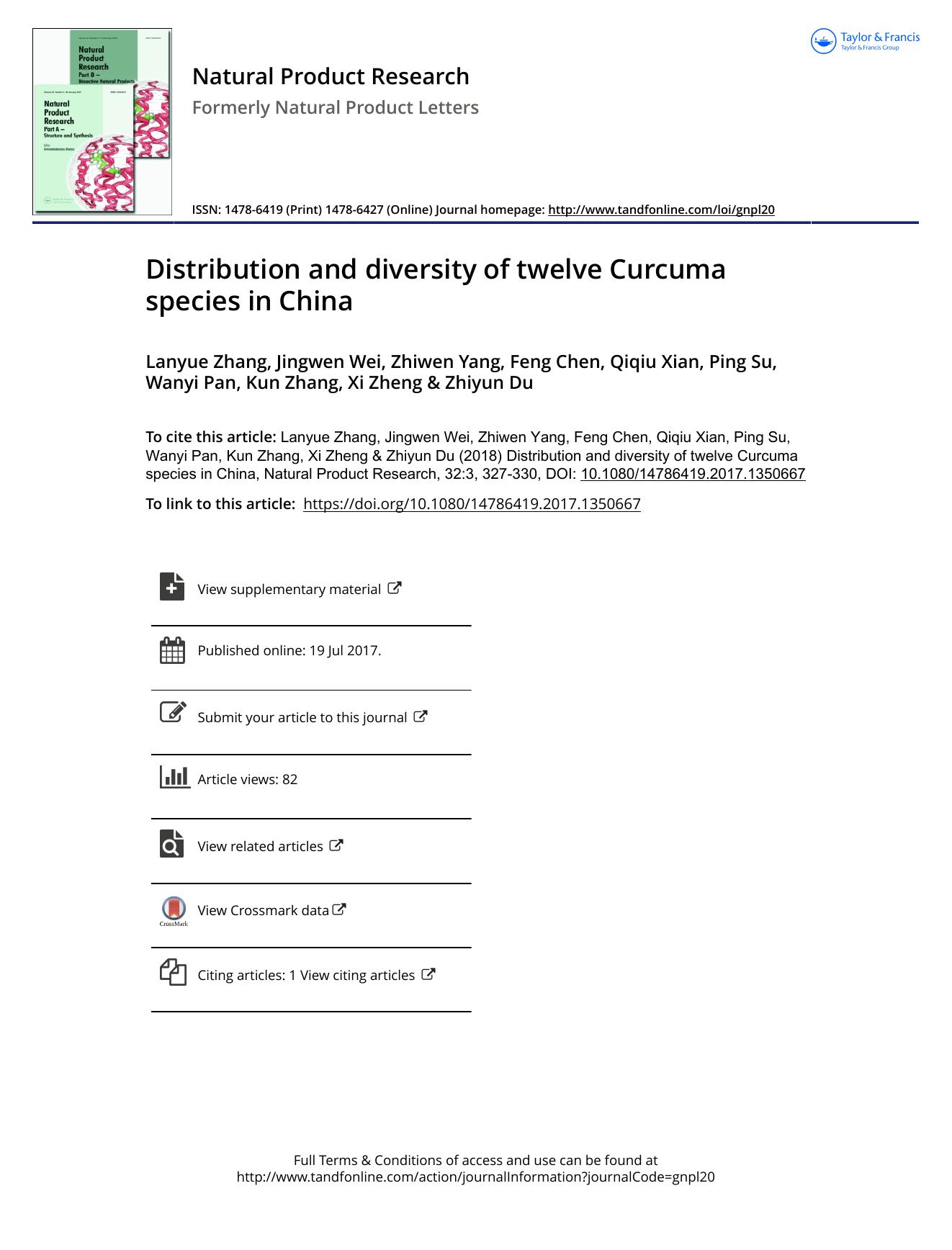 Distribution and diversity of twelve Curcuma species in China by unknow