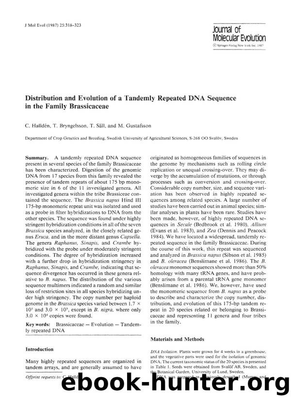 Distribution and evolution of a tandemly repeated DNA sequence in the family brassicaceae by Unknown