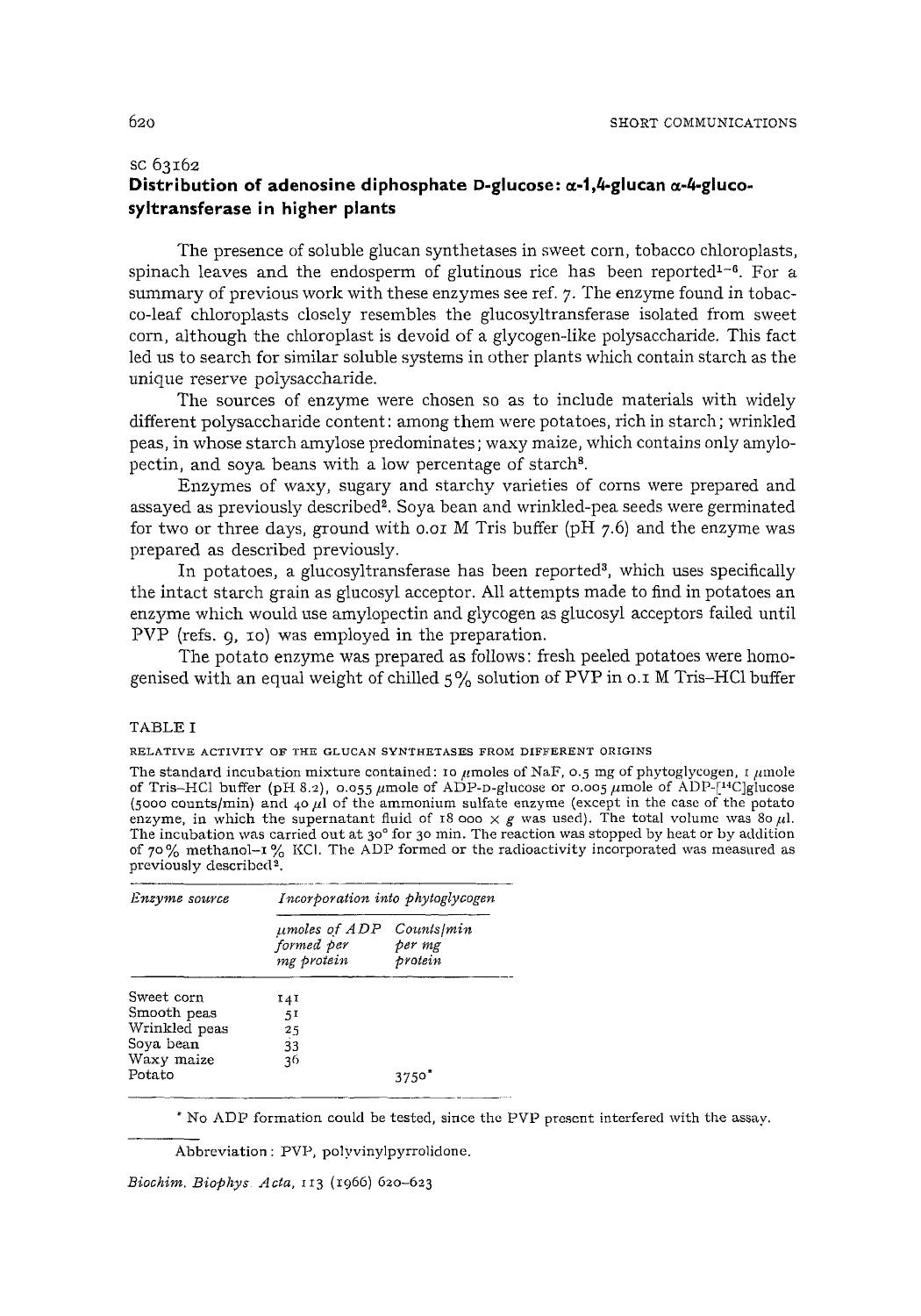 Distribution of adenosine diphosphate D-glucose: Î±-1,4-glucan Î±-4-glucosyltransferase in higher plants by Rosalia B. Frydman; Bazilicia C. De Souza; Carlos E. Cardini