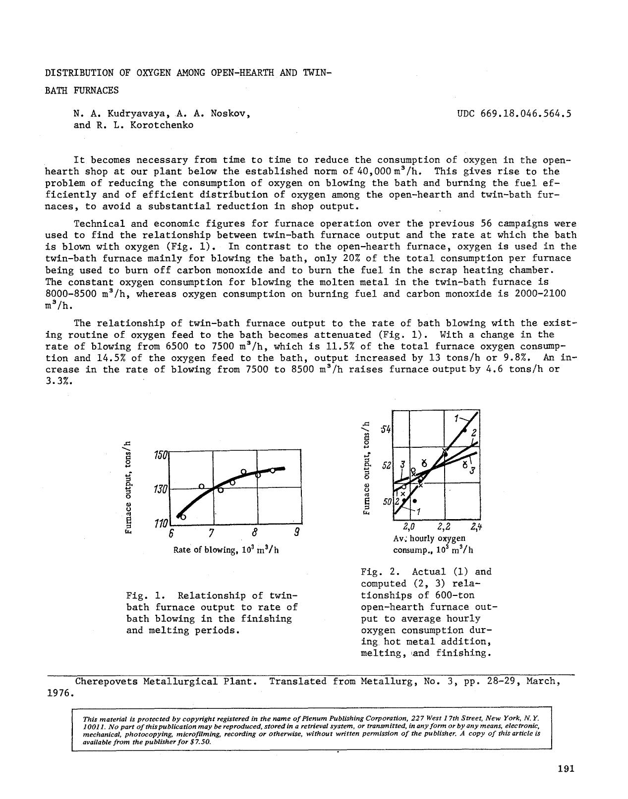 Distribution of oxygen among open-hearth and twin-bath furnaces by Unknown