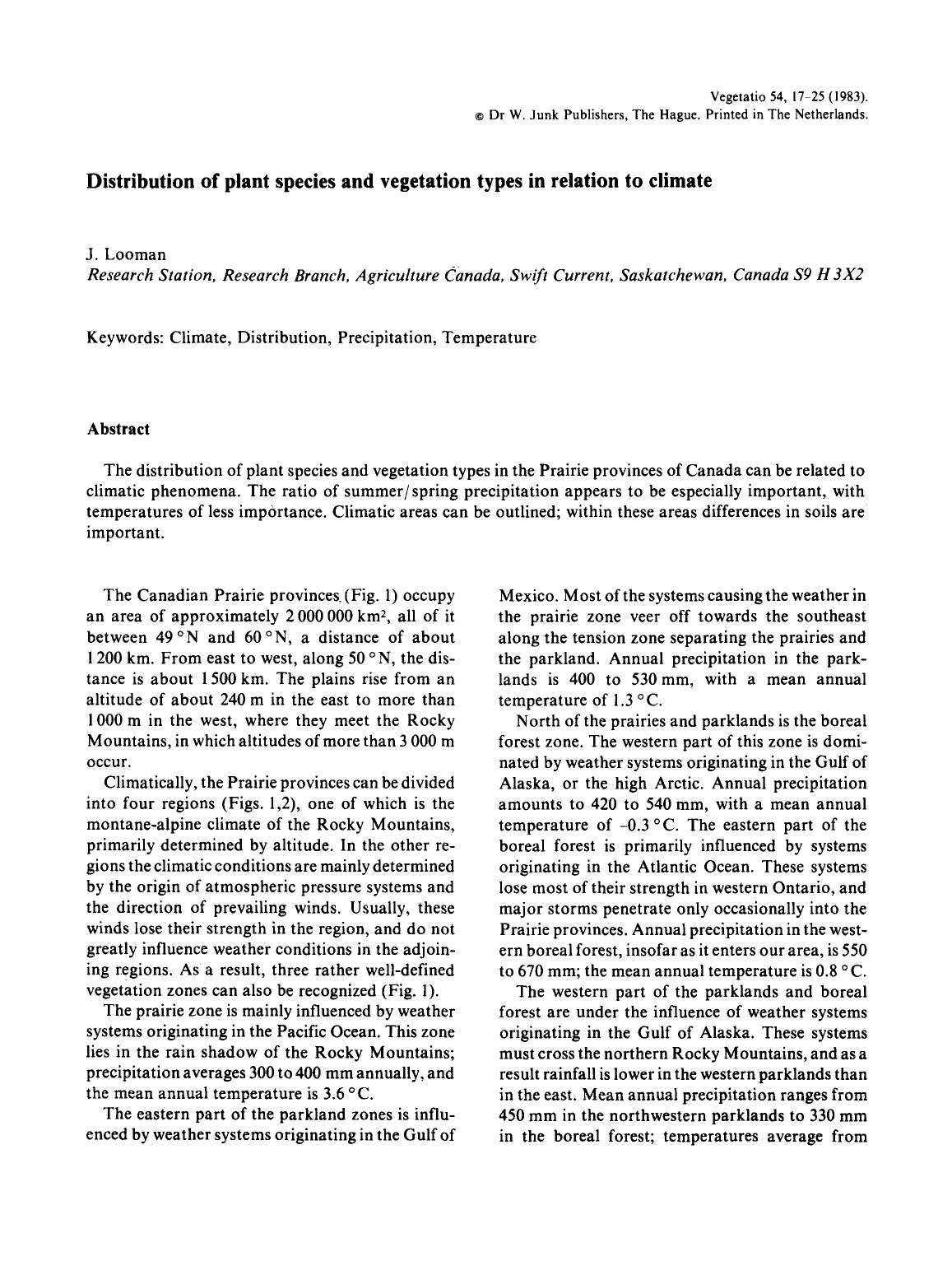 Distribution of plant species and vegetation types in relation to climate by Unknown