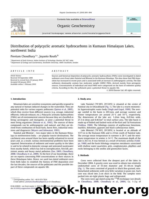 Distribution of polycyclic aromatic hydrocarbons in Kumaun Himalayan Lakes, northwest India by Preetam Choudhary & Joyanto Routh