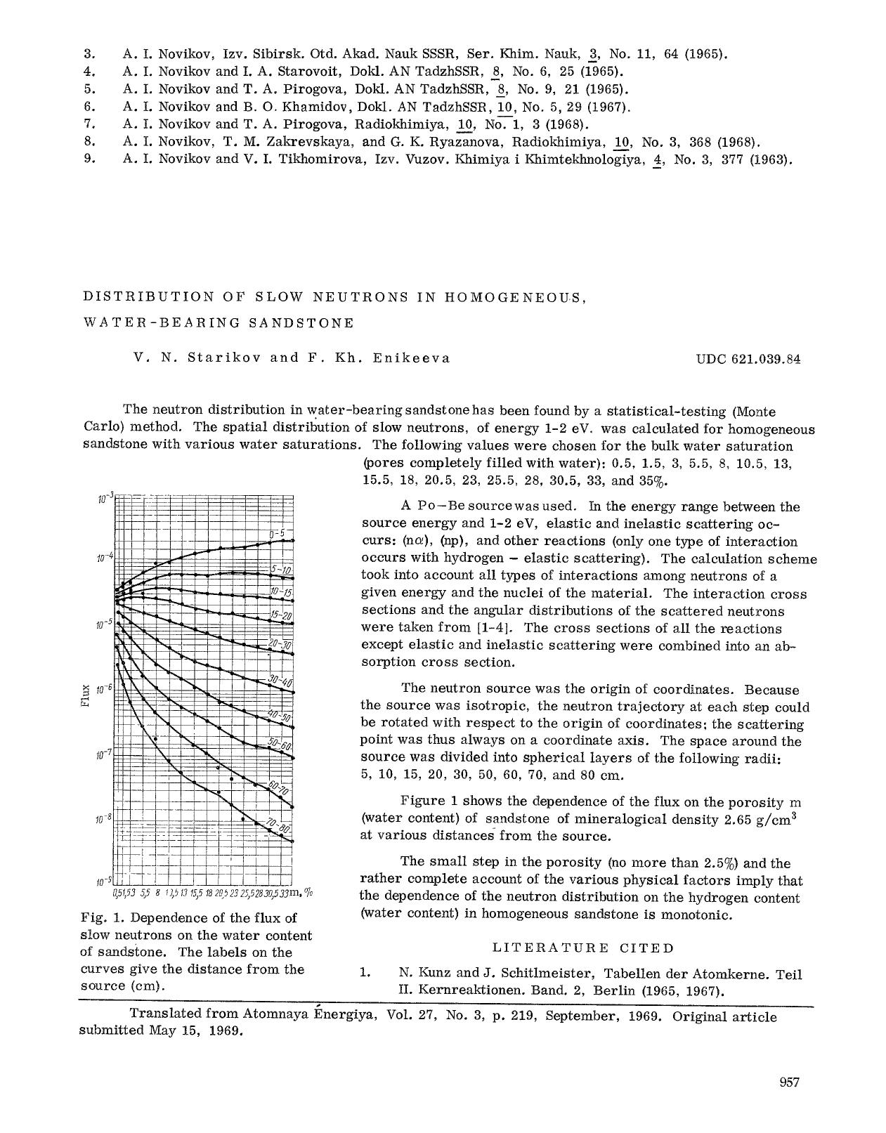 Distribution of slow neutrons in homogeneous, water-bearing sandstone by Unknown