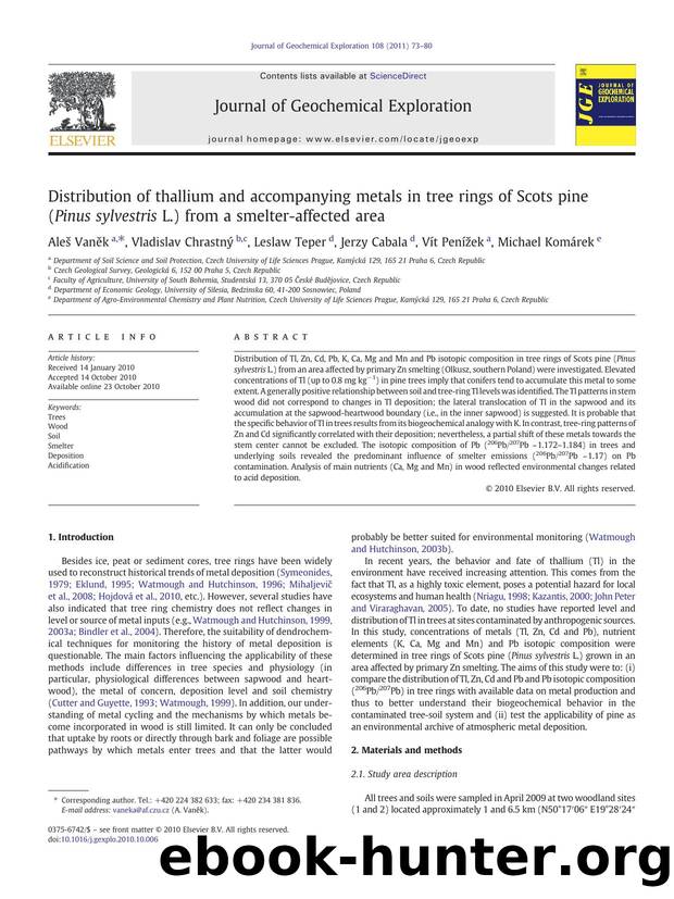 Distribution of thallium and accompanying metals in tree rings of Scots pine (Pinus sylvestris L.) from a smelter-affected area by Aleš Vaněk & Vladislav Chrastný & Leslaw Teper & Jerzy Cabala & Vít Penížek & Michael Komárek