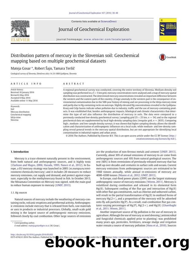 Distribution pattern of mercury in the Slovenian soil: Geochemical mapping based on multiple geochemical datasets by Mateja Gosar & Robert Šajn & Tamara Teršič