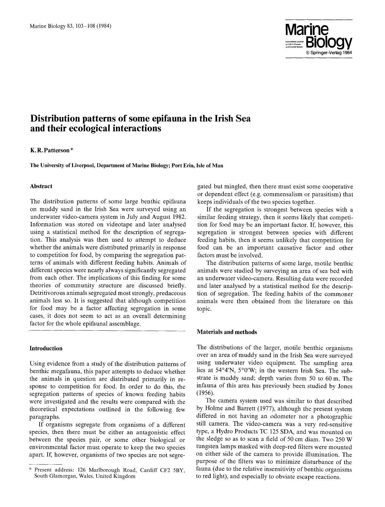 Distribution patterns of some epifauna in the Irish Sea and their ecological interactions by Unknown