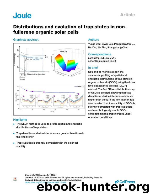 Distributions and evolution of trap states in non-fullerene organic solar cells by Yunjie Dou