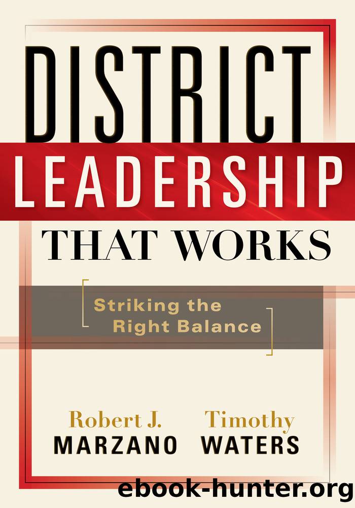 District Leadership That Works by Marzano Robert J.;Waters Timothy; & Timothy Waters