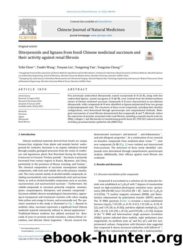 Diterpenoids and lignans from fossil Chinese medicinal succinum and their activity against renal fibrosis by Yefei Chen & Yunfei Wang & Yunyun Liu & Yongming Yan & Yongxian Cheng