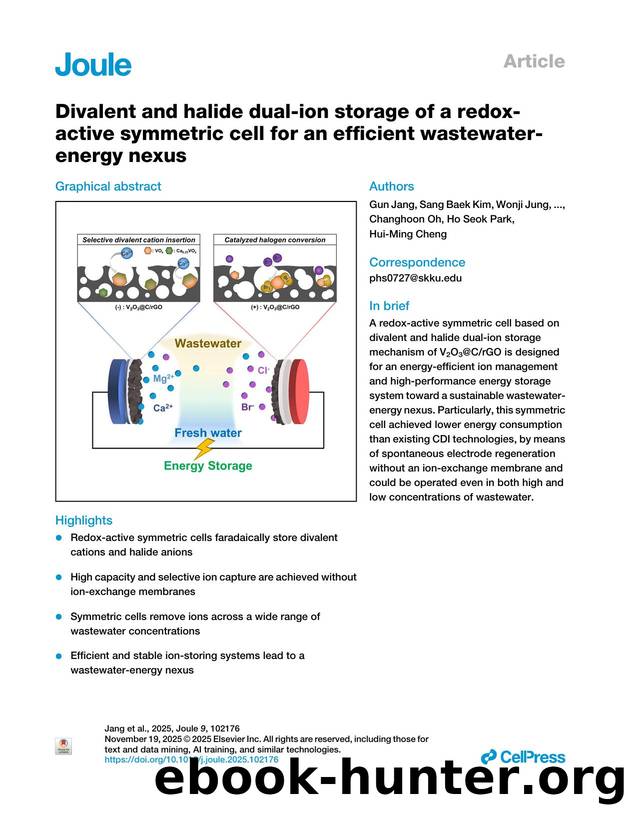 Divalent and halide dual-ion storage of a redox-active symmetric cell for an efficient wastewater-energy nexus by unknow