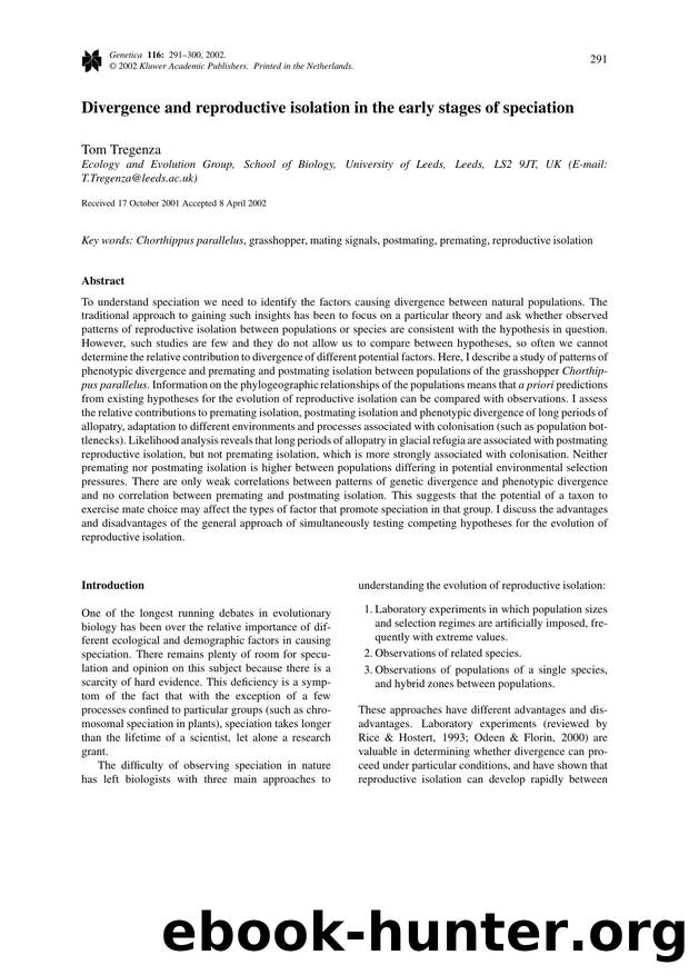 Divergence and Reproductive Isolation in the Early Stages of Speciation by Unknown