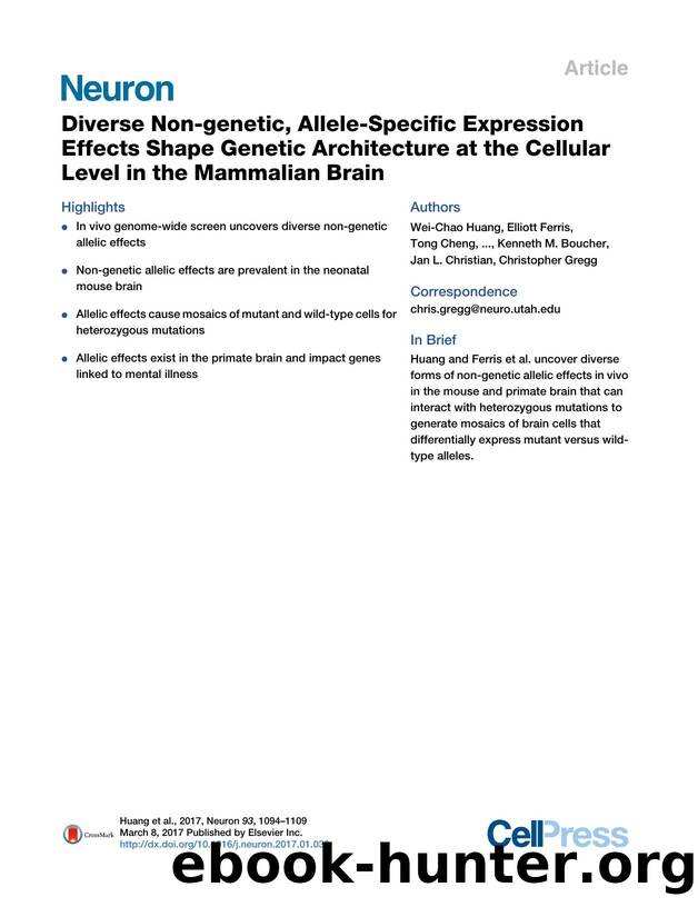 Diverse Non-genetic, Allele-Specific Expression Effects Shape Genetic Architecture at the Cellular Level in the Mammalian Brain by unknow