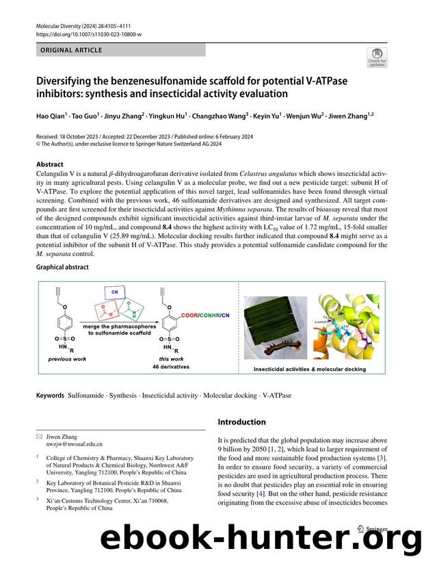 Diversifying the benzenesulfonamide scaffold for potential V-ATPase inhibitors: synthesis and insecticidal activity evaluation by unknow