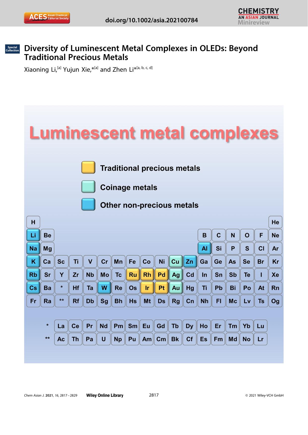 Diversity of Luminescent Metal Complexes in OLEDs: Beyond Traditional Precious Metals by Unknown