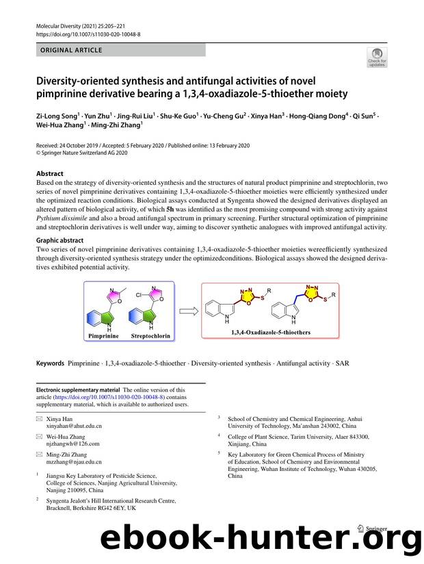 Diversity-oriented synthesis and antifungal activities of novel pimprinine derivative bearing a 1,3,4-oxadiazole-5-thioether moiety by unknow