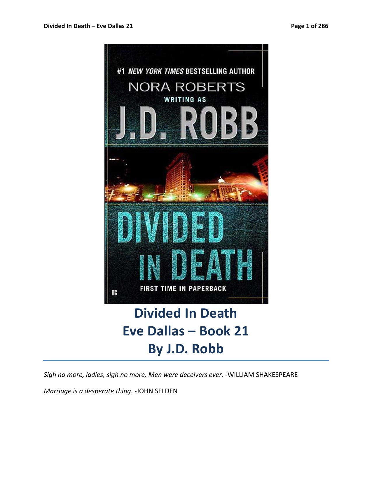 Divided In Death by J.D. Robb