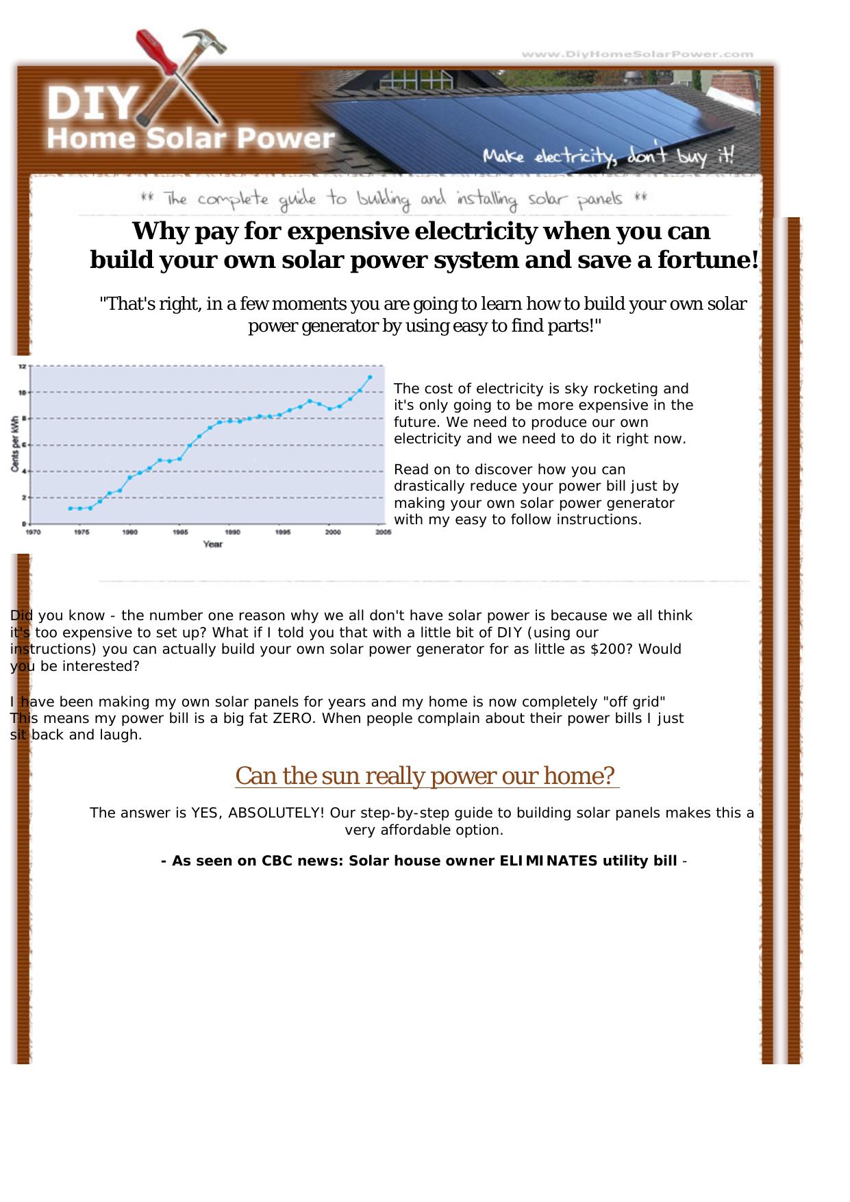Diy Home Solar Power - Make Solar Power. by Best of Kuszter's Collection