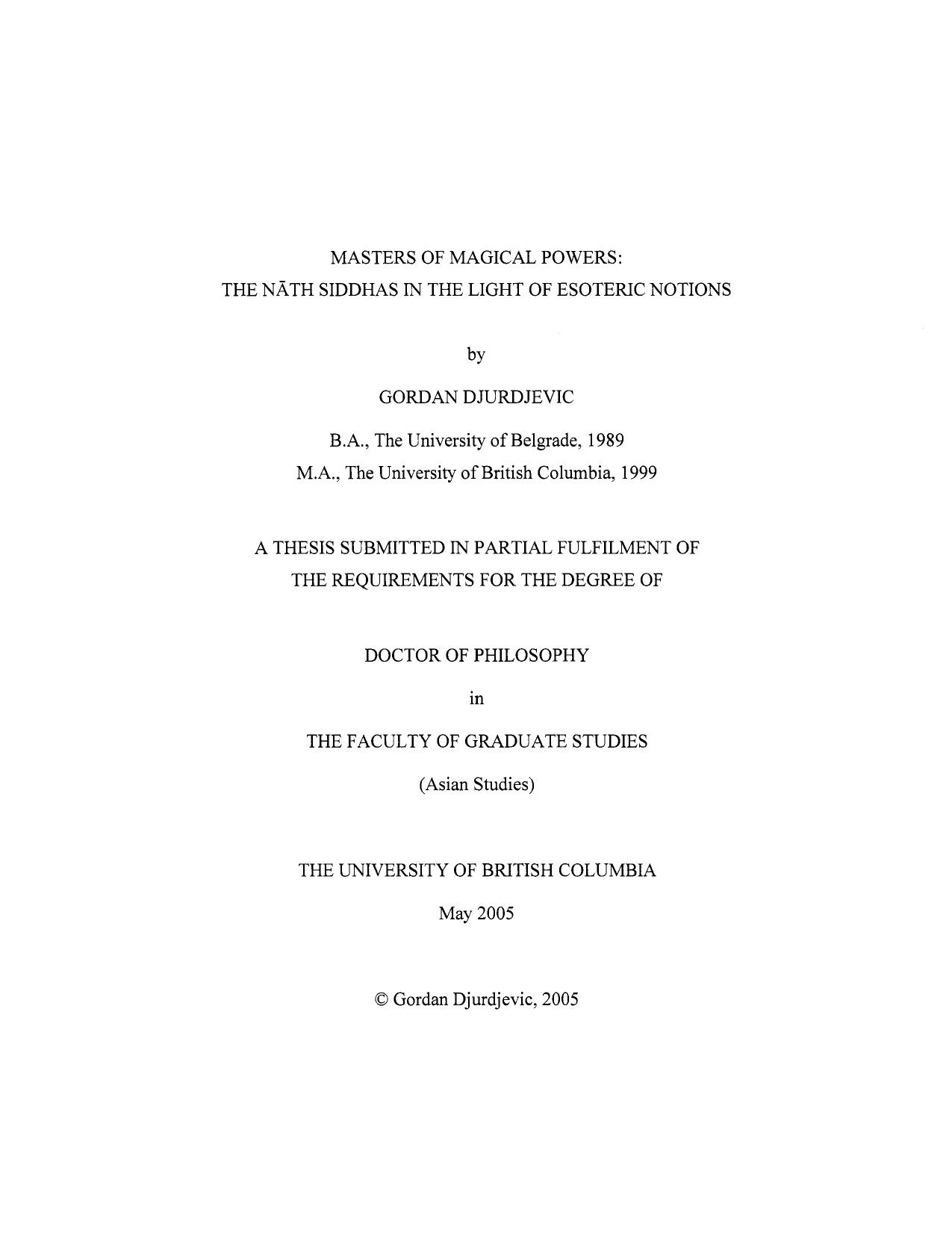 Djurdjevic, Gordan - Masters of Magical Powers by the Nath Siddhas in the Light of Esoteric Notions