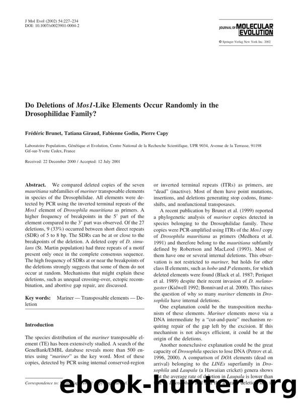 Do Deletions of Mos1-Like Elements Occur Randomly in the Drosophilidae Family? by Brunet F. et al