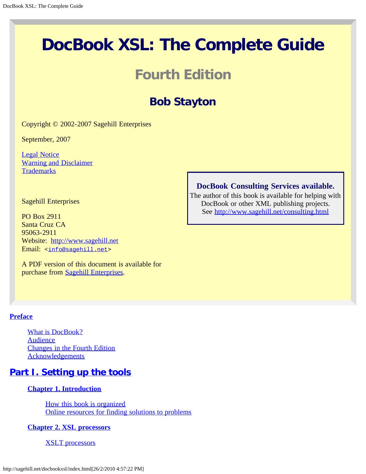 DocBook XSL: The Complete Guide (4th Edition) by Bob Stayton