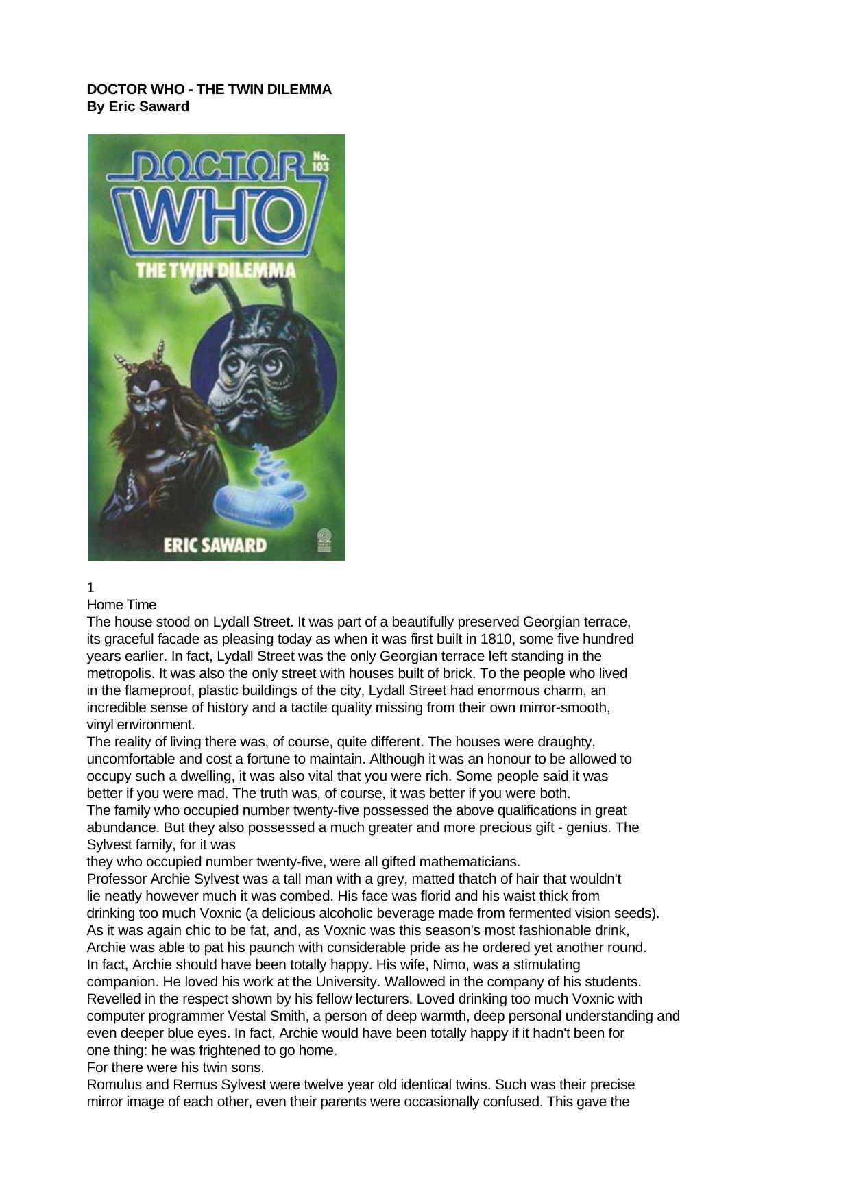 Doctor Who - Target Library 103 - Doctor Who by The Twin Dilemma
