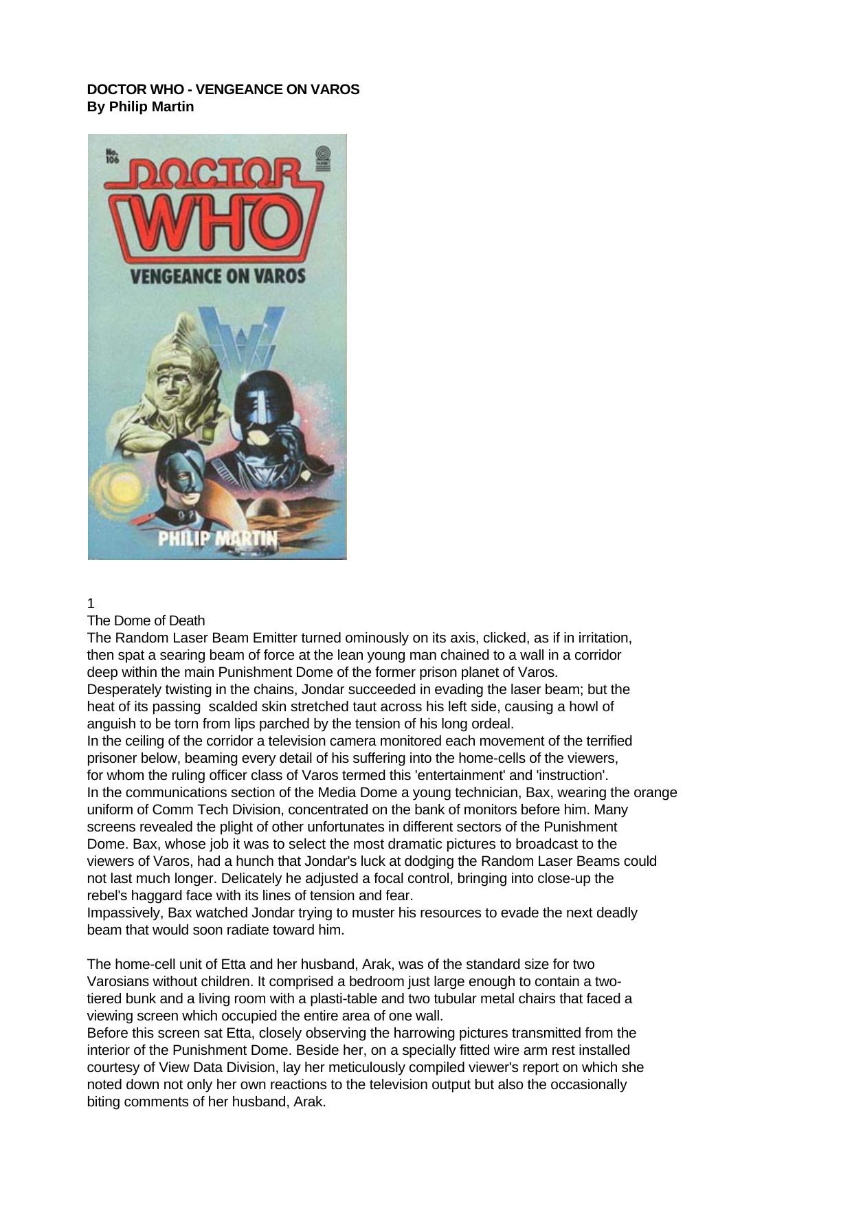 Doctor Who - Target Library 106 - Doctor Who by Vengeance on Varos
