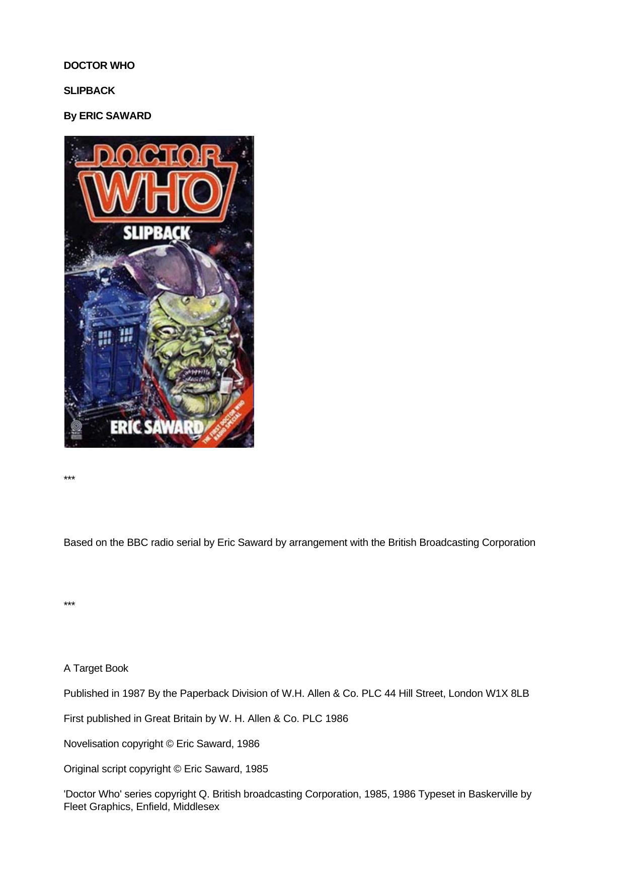 Doctor Who Slipback by Unknown