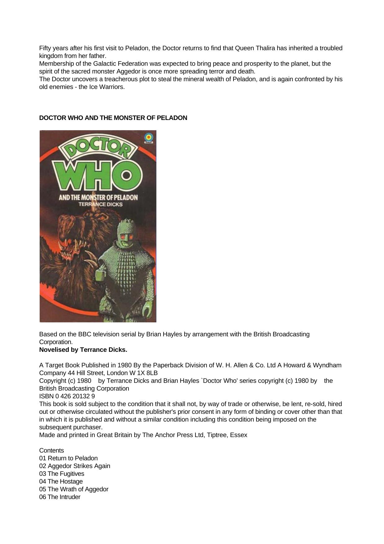 Doctor Who by [Library Order 043] Doctor Who & the Monster of Peladon