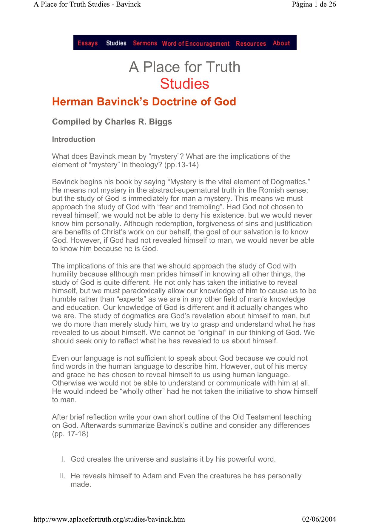 Doctrine of God - Bavinck by Herman Bavinck