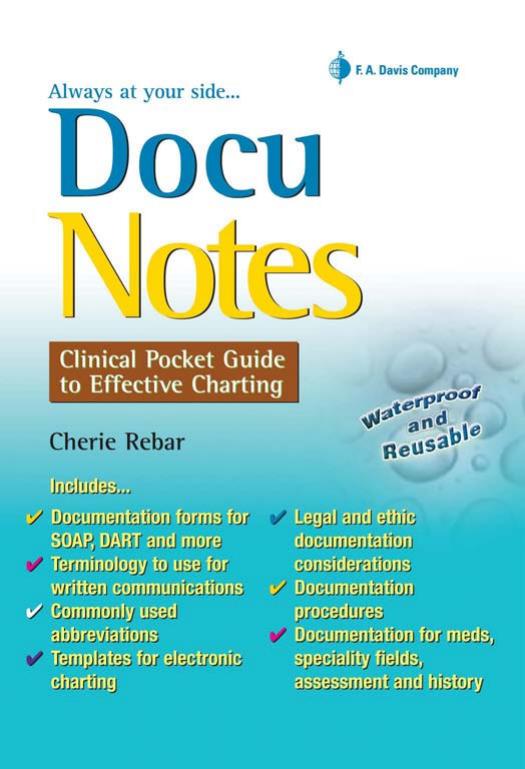 DocuNotes - Clinical Pocket Guide to Effective Charting by Rebar