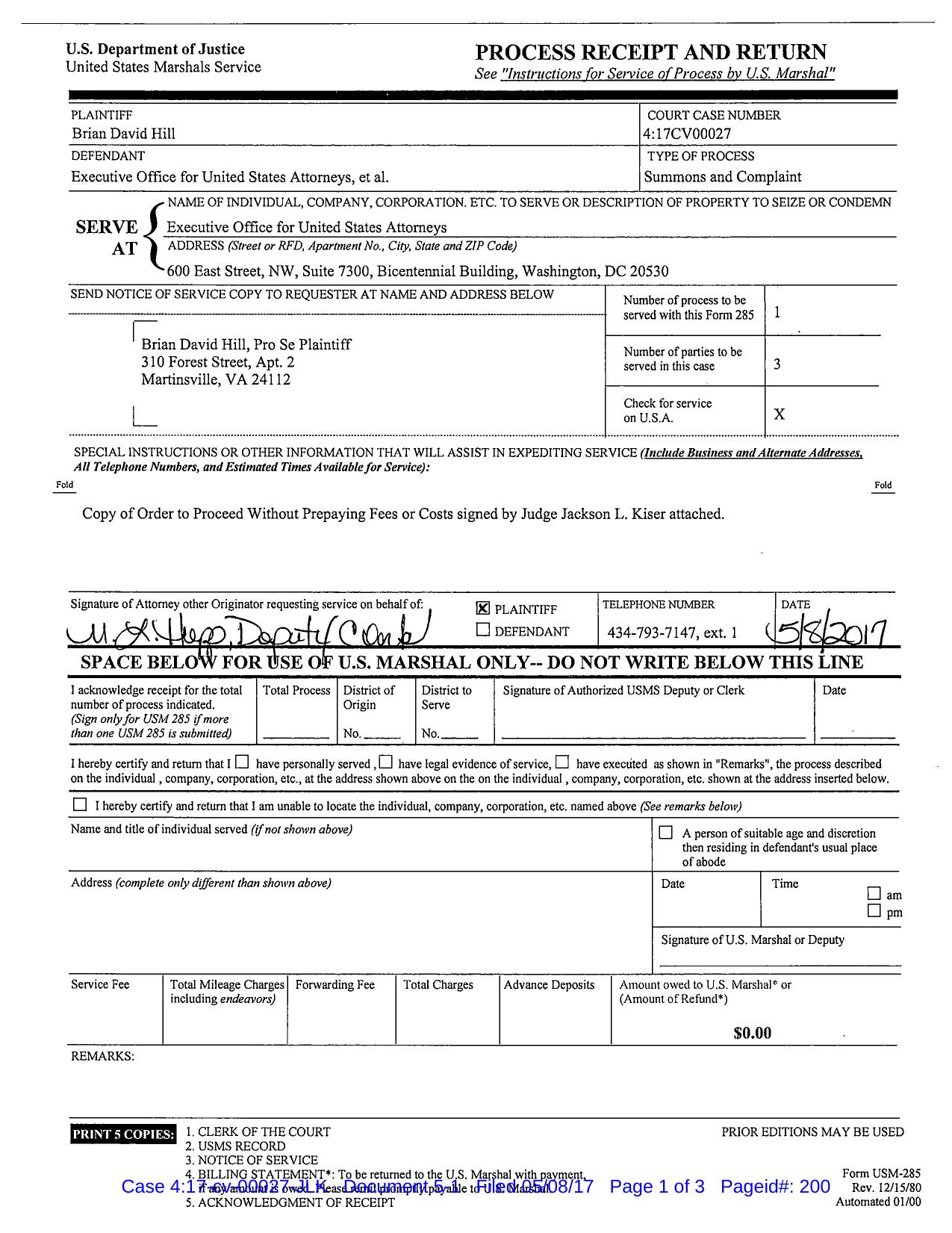 Document 5-1-Process Receipt And Return By USMS by Unknown
