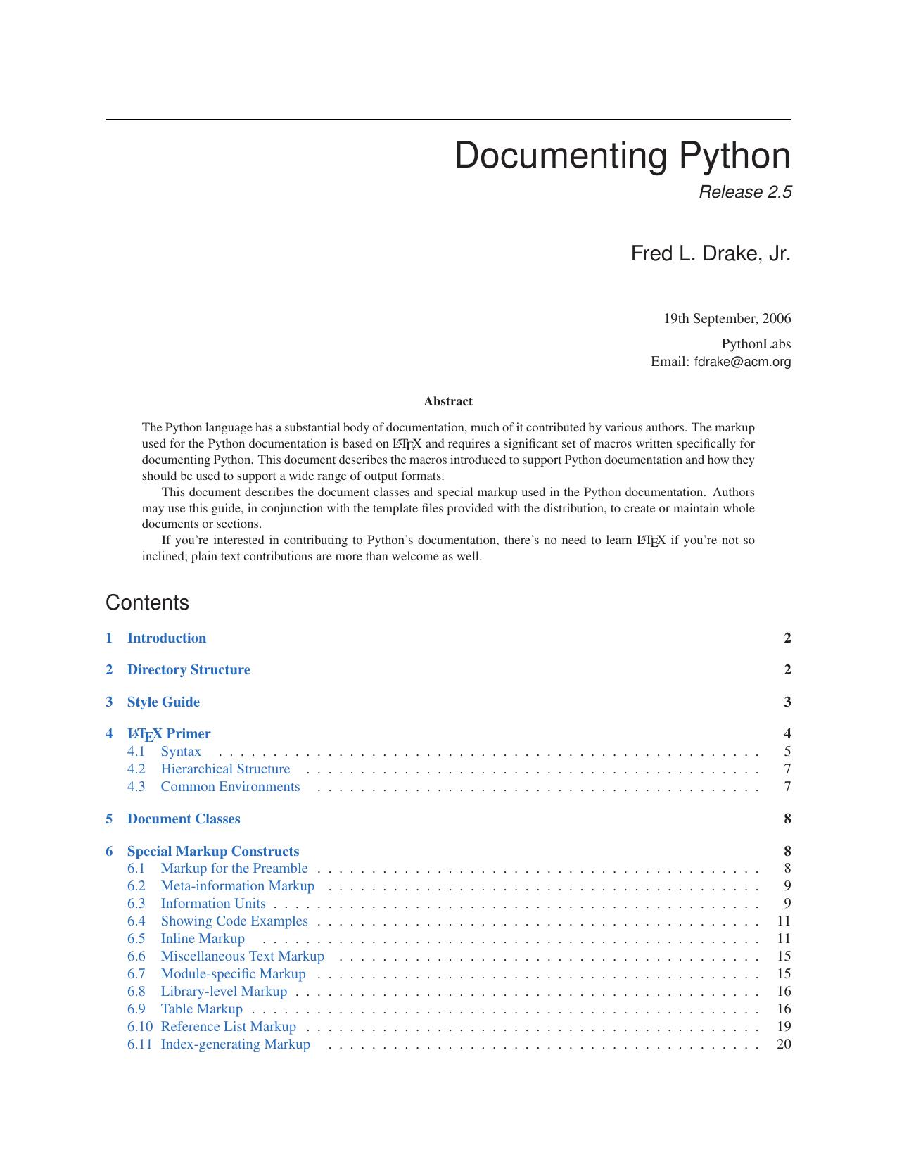 Documenting Python by Fred L. Drake Jr