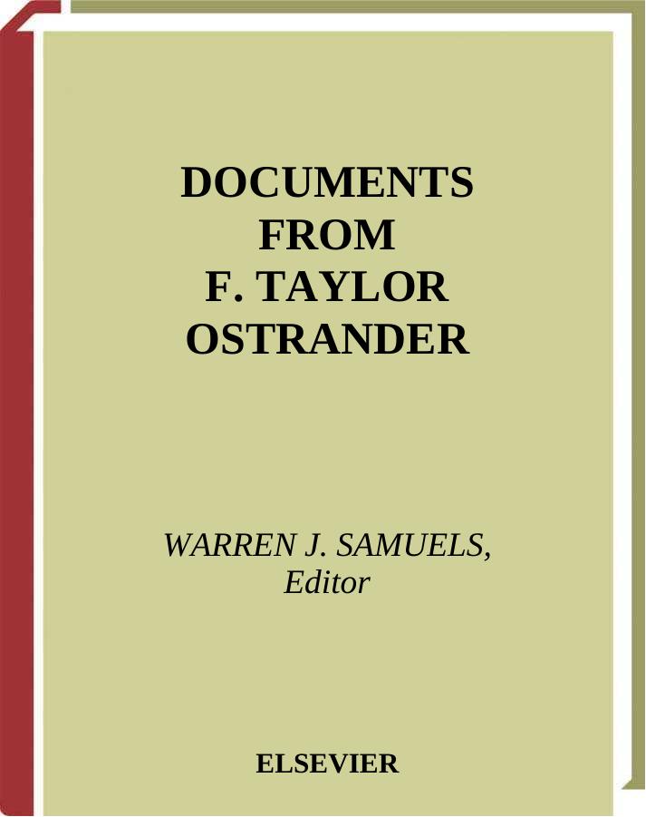 Documents from F. Taylor Ostrander, Volume 23B (Research in the History of Economic Thought and Methodology) by Jeff E. Biddle Ross B. Emmett Warren J. Samuels