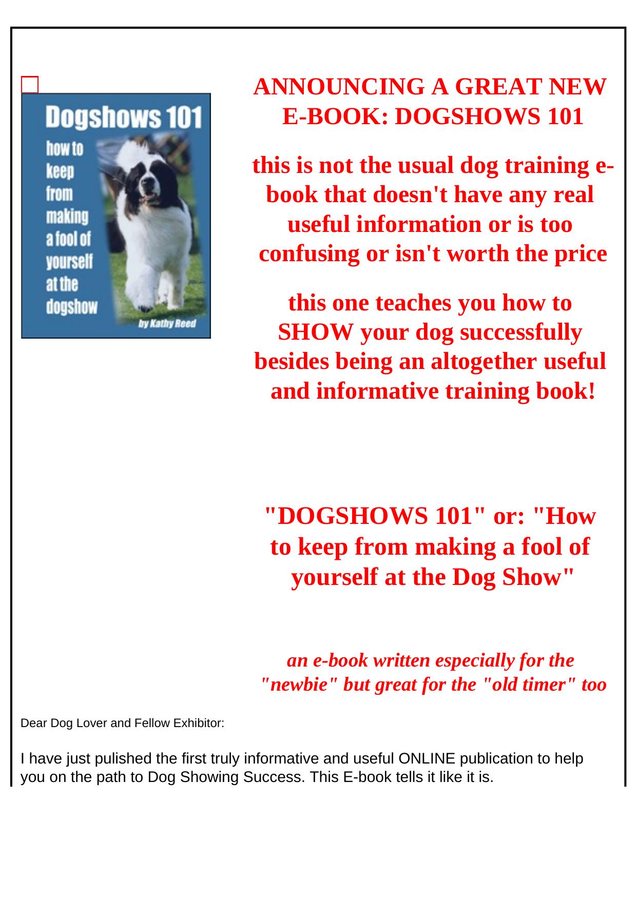 DogShows 101- A Training Manual For Dog Show Exhibitors. by Best of Kuszter's Collection