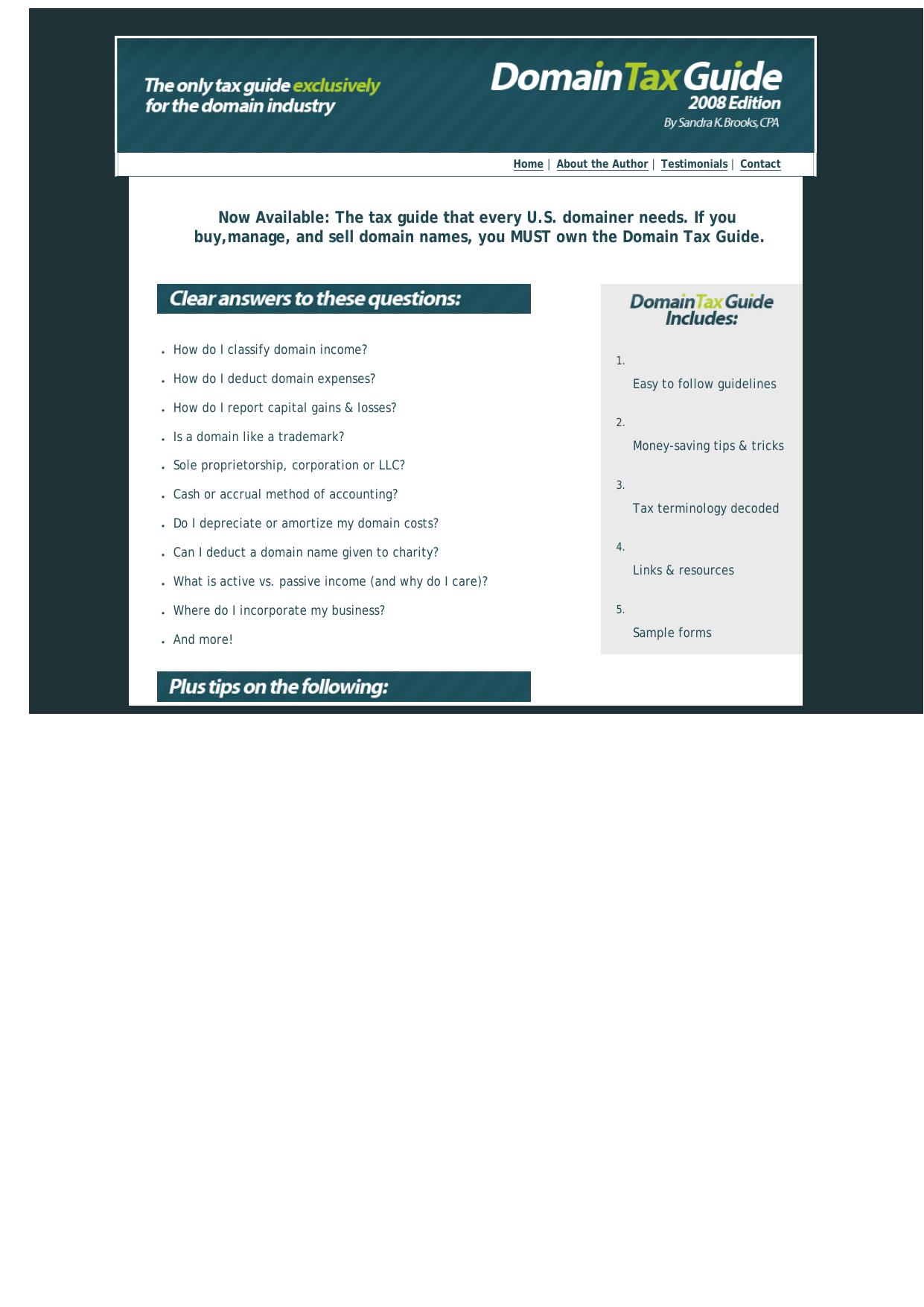 Domain Tax Guide. by Best of Kuszter's Collection