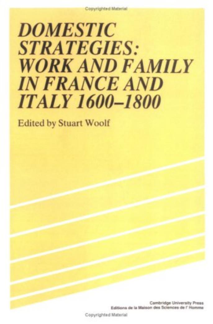Domestic Strategies: Work and Family in France and Italy, 1600-1800 (Studies in Modern Capitalism) by Stuart Woolf