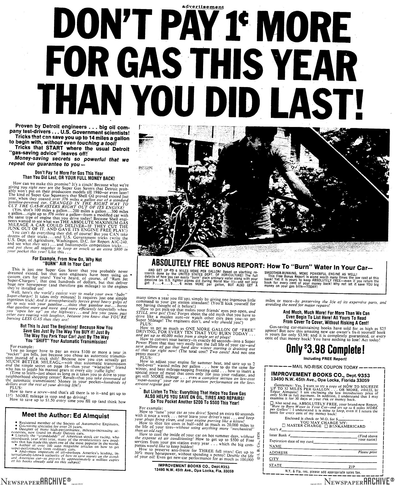 Don't Pay 1 Cent More For Gas This Year Than The Last by Copyright 2005 Heritage Microfilm Inc. & Newspaperarchive.com