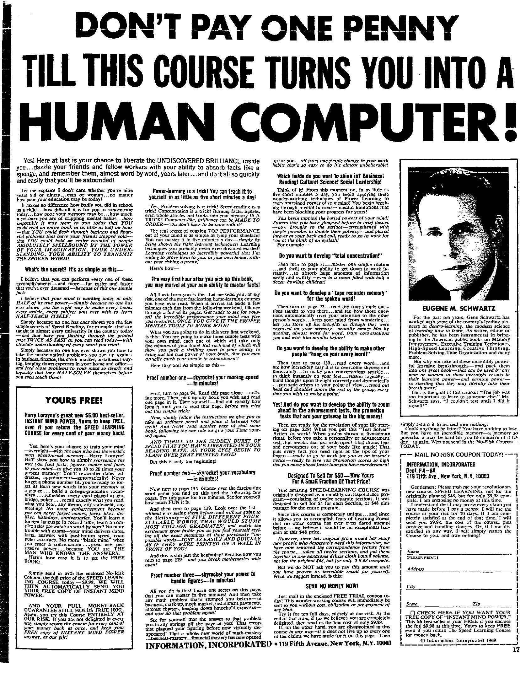 Don't Pay One Penny Till' This Course Turns You Into a Super Computer by Copyright 2005 Heritage Microfilm Inc. and Newspaperarchive.com
